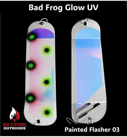 Ice Strong Outdoors - 8.5" Dual Fin Flasher Series - Painted Glow/UV Series - NEW 2026!