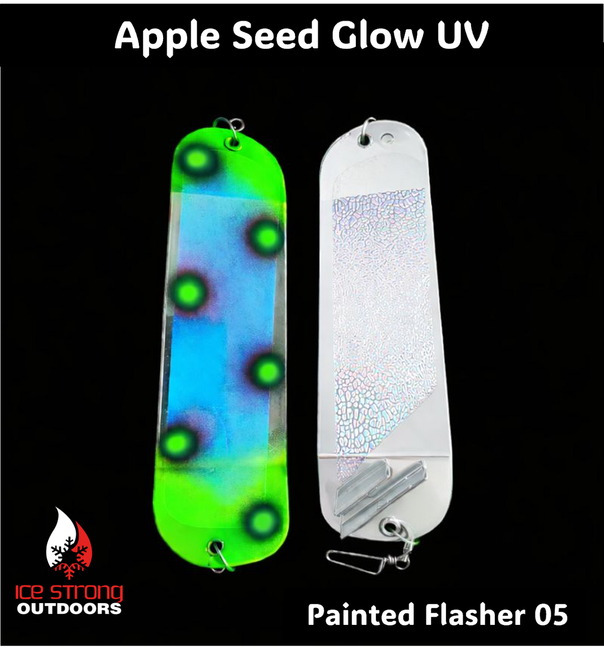 Ice Strong Outdoors - 8.5" Dual Fin Flasher Series - Painted Glow/UV Series - NEW 2026!