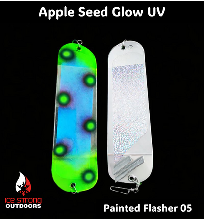 Ice Strong Outdoors - 8.5" Dual Fin Flasher Series - Painted Glow/UV Series - NEW 2026!