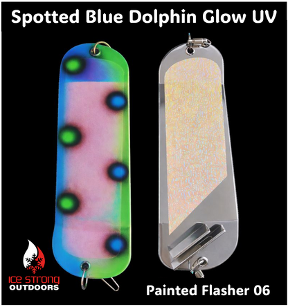 Ice Strong Outdoors - 8.5" Dual Fin Flasher Series - Painted Glow/UV Series - NEW 2026!