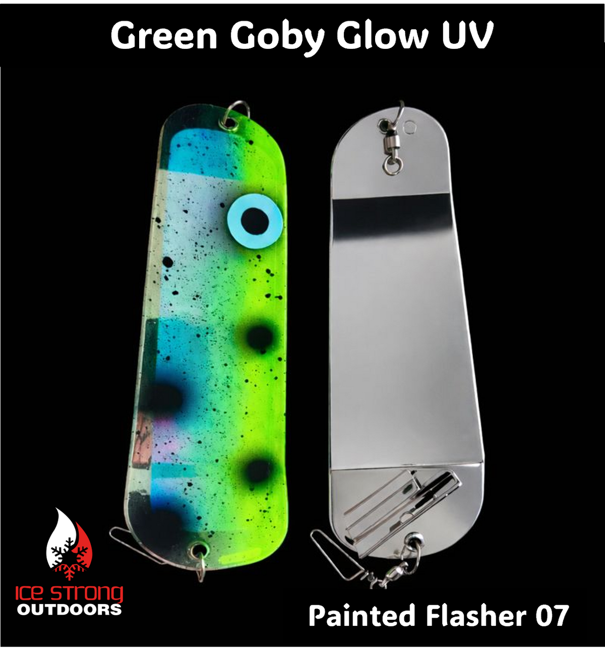 Ice Strong Outdoors - 8.5" Dual Fin Flasher Series - Painted Glow/UV Series - NEW 2026!