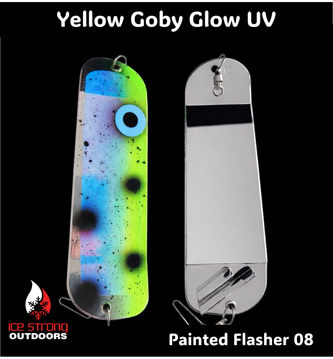 Ice Strong Outdoors - 8.5" Dual Fin Flasher Series - Painted Glow/UV Series - NEW 2026!