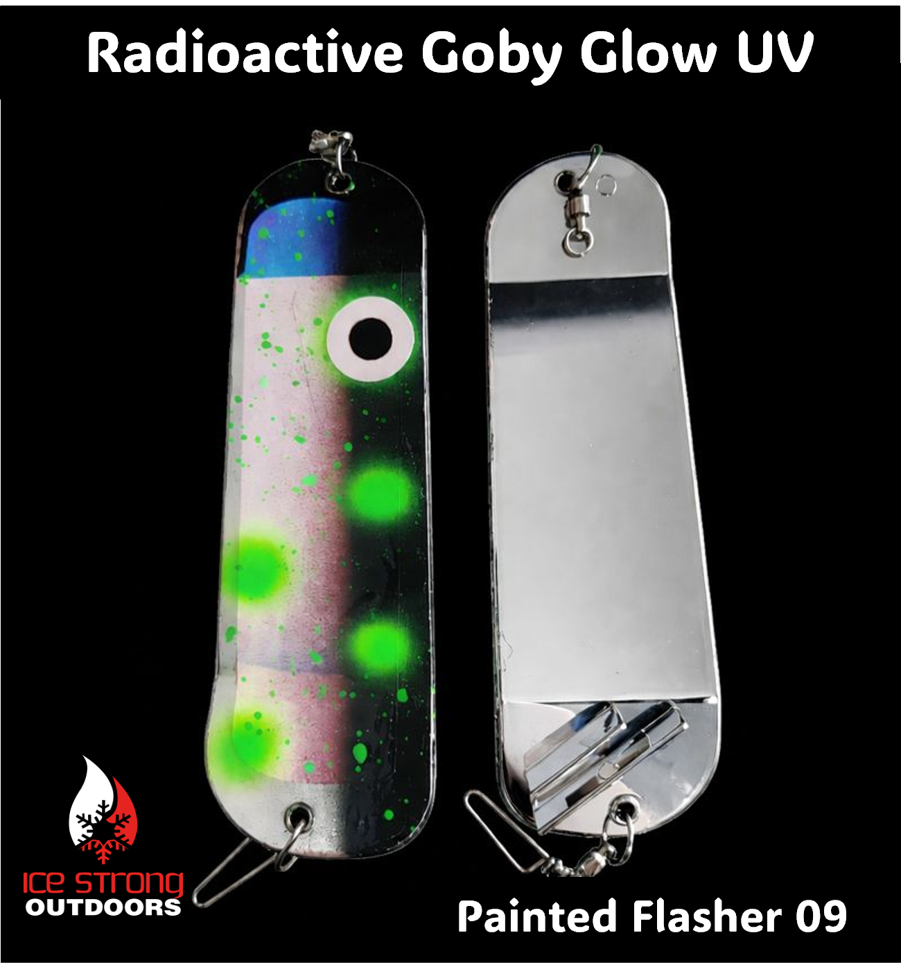 Ice Strong Outdoors - 8.5" Dual Fin Flasher Series - Painted Glow/UV Series - NEW 2026!