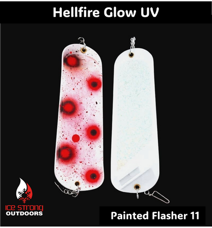 Ice Strong Outdoors - 8.5" Dual Fin Flasher Series - Painted Glow/UV Series - NEW 2026!