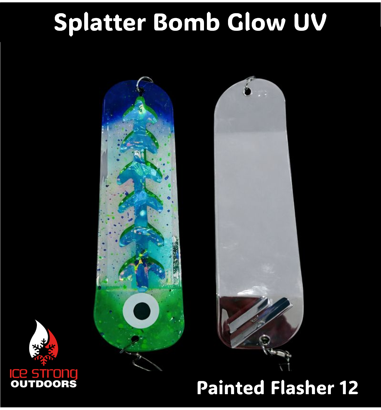 Ice Strong Outdoors - 8.5" Dual Fin Flasher Series - Painted Glow/UV Series - NEW 2026!
