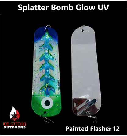 Ice Strong Outdoors - 8.5" Dual Fin Flasher Series - Painted Glow/UV Series - NEW 2026!