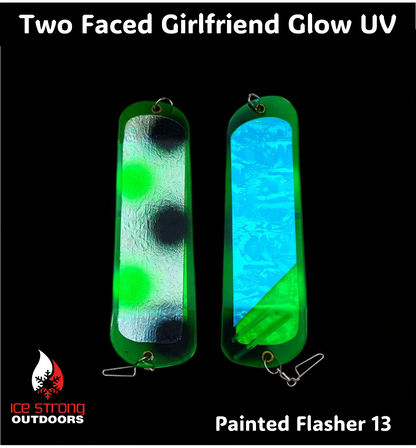 Ice Strong Outdoors - 8.5" Dual Fin Flasher Series - Painted Glow/UV Series - NEW 2026!