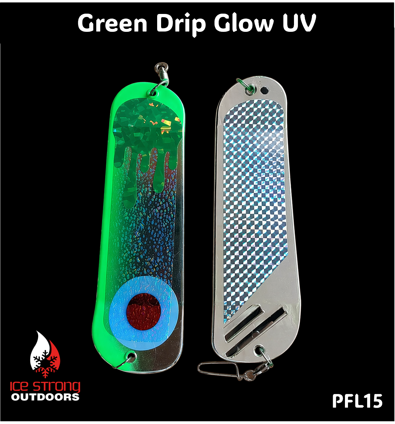 Ice Strong Outdoors - 8.5" Dual Fin Flasher Series - Painted Glow/UV Series - NEW 2026!