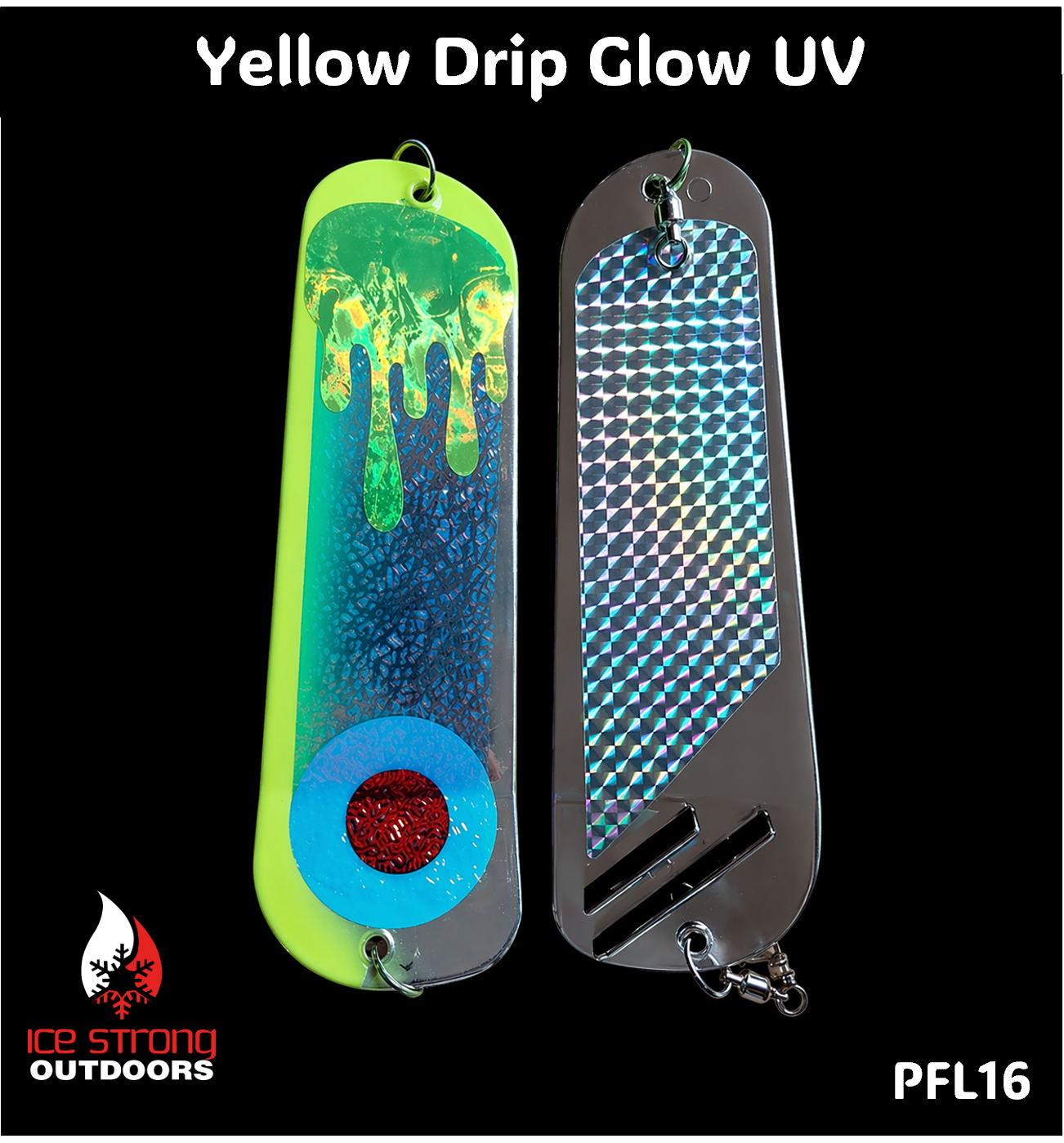 Ice Strong Outdoors - 8.5" Dual Fin Flasher Series - Painted Glow/UV Series - NEW 2026!