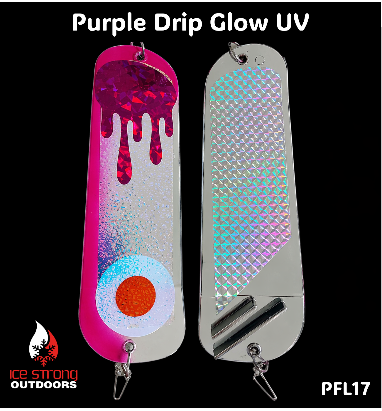 Ice Strong Outdoors - 8.5" Dual Fin Flasher Series - Painted Glow/UV Series - NEW 2026!