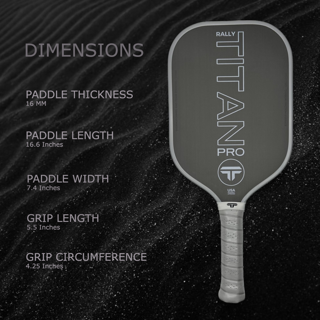 Rally Titan Pickleball Titan Pro 16MM | Thermoformed Unibody Construction | Foam Injected Walls | T700 Titan Carbon Friction Surface | Grey