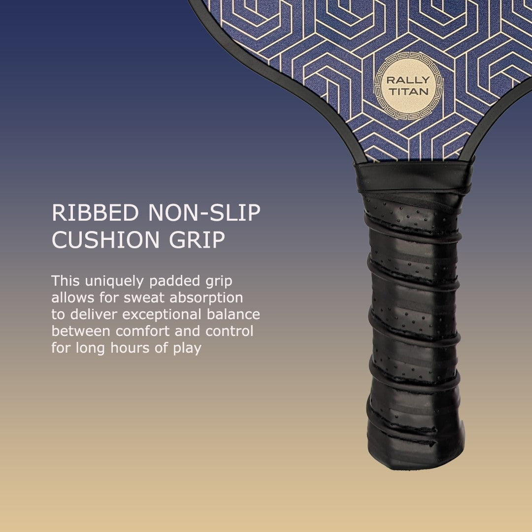 Rally Titan Pickleball Blue Hex | 10MM | T300 Textured Carbon Fiber Surface