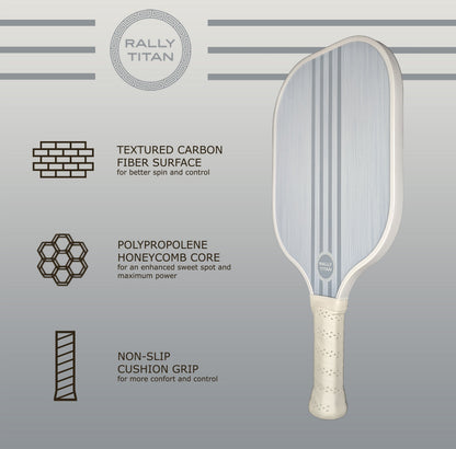 Rally Titan Pickleball Grizo | 10MM | T300 Textured Carbon Fiber Surface