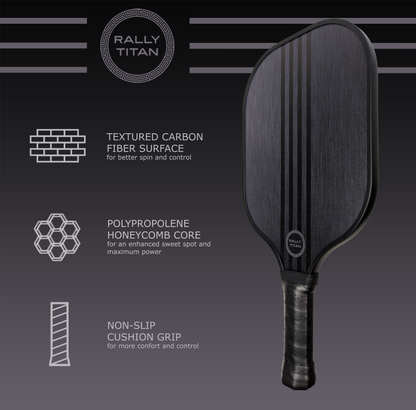 Rally Titan Pickleball Mavro | 10MM | T300 Textured Carbon Fiber Surface