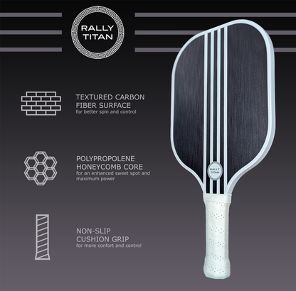 Rally Titan Pickleball Aspro | 10MM | T300 Textured Carbon Fiber Surface