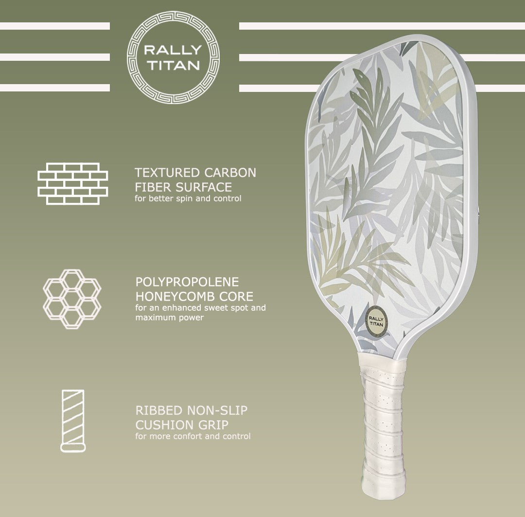 Rally Titan Pickleball Olive | 10MM | T300 Textured Carbon Fiber Surface