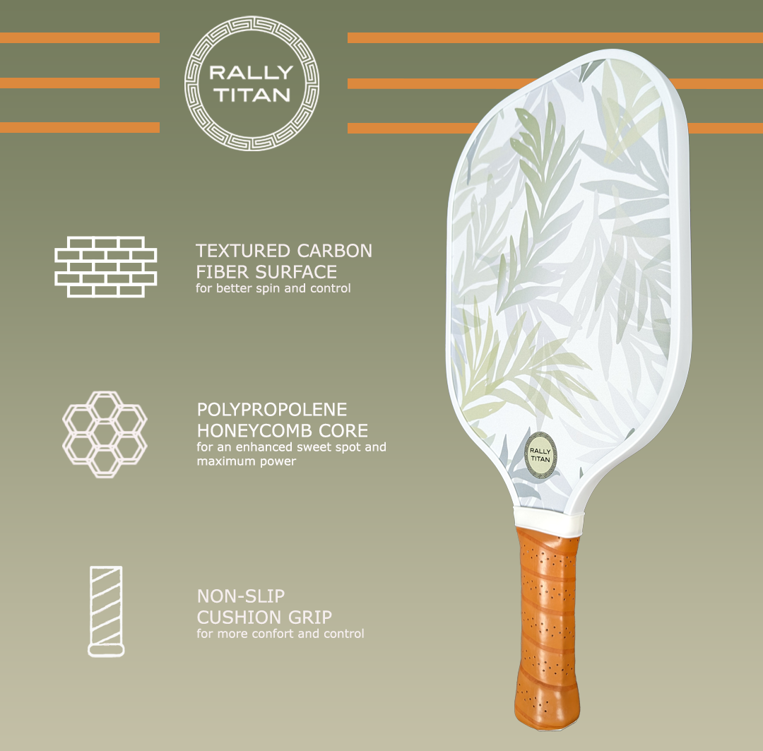 Rally Titan Pickleball Olive B | 10MM | T300 Textured Carbon Fiber Surface