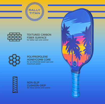 Rally Titan Pickleball Palm Beach | 10MM | T300 Textured Carbon Fiber Surface