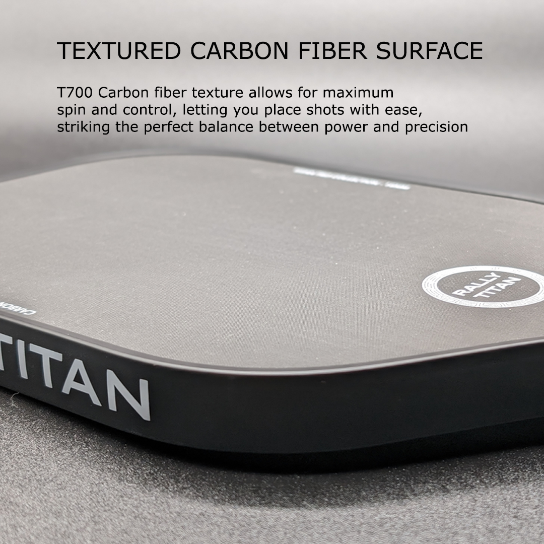 Rally Titan Pickleball Titan Pro Control | 16MM | T700 Titan Carbon Friction Surface | Textured Surface | Black