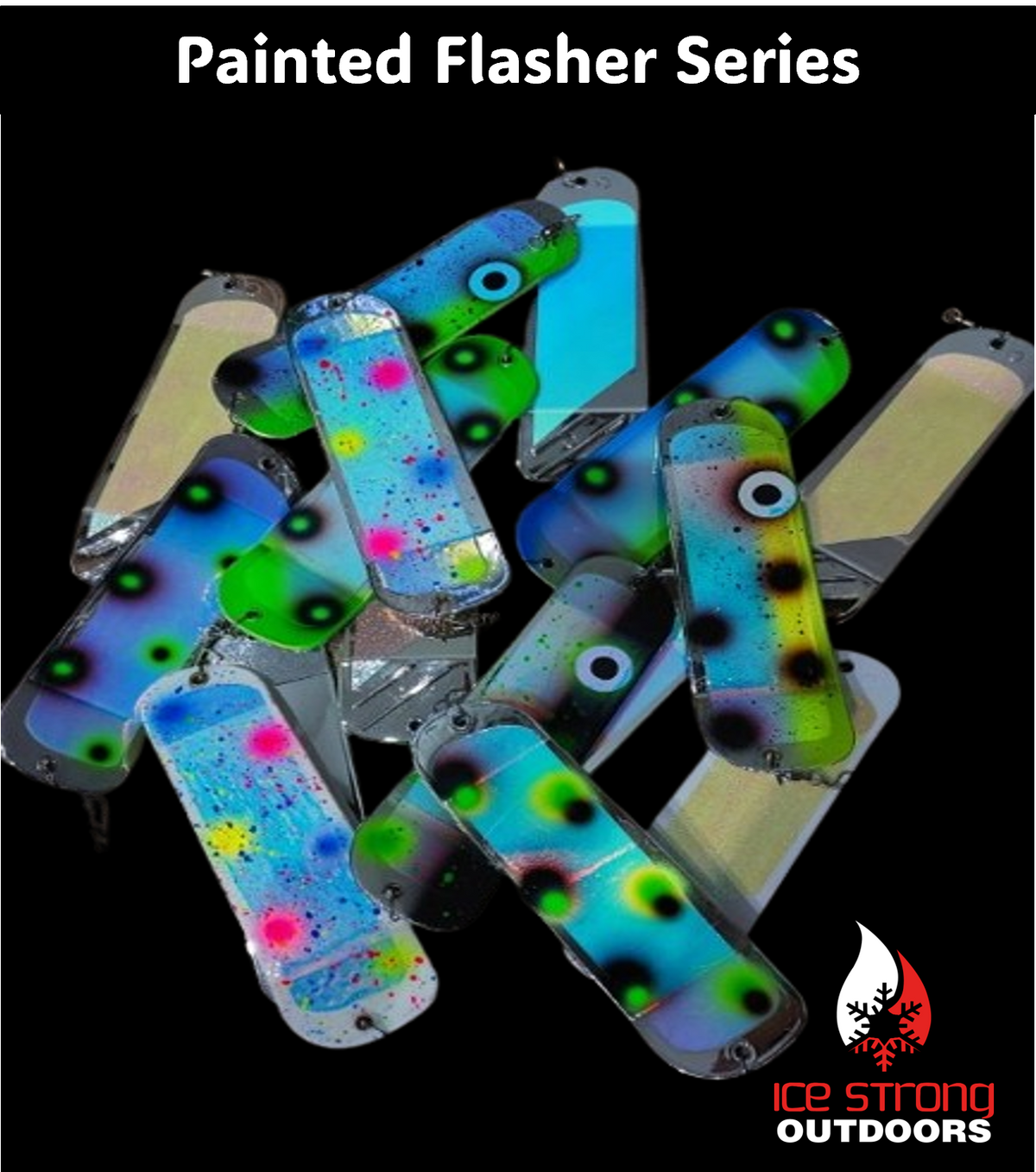Ice Strong Outdoors - 8.5" Dual Fin Flasher Series - Painted Glow/UV Series - NEW 2026!