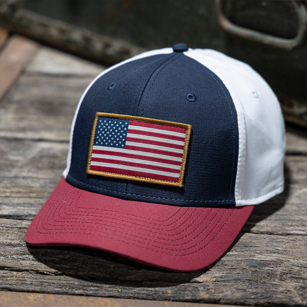 Paramount Outdoors Riverside American Flag Hat Structured Ripstop Cap RWB
