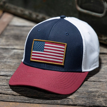 Paramount Outdoors Riverside American Flag Hat Structured Ripstop Cap RWB