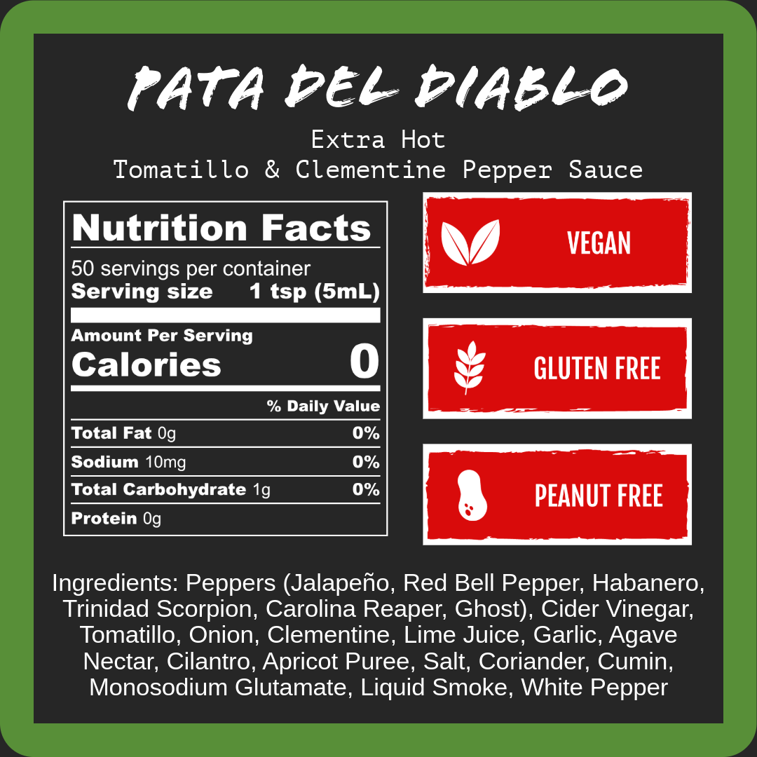 Harmacy Hot Sauce Co. Pata del Diablo - Extra Hot Tomatillo & Clementine Pepper Sauce (9oz)