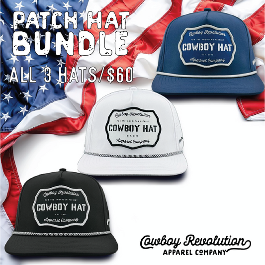 Cowboy Revolution "Cowboy Hat" Patch Hat Bundle - 3 Performance Hats