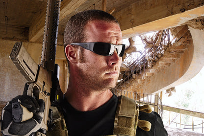 Outlaw Eyewear - Fugitive TAC Op Aluminum Sunglass Black Frame Transition Day-Night Pathfinder X Lens, with Multicam hat and Retaining cord