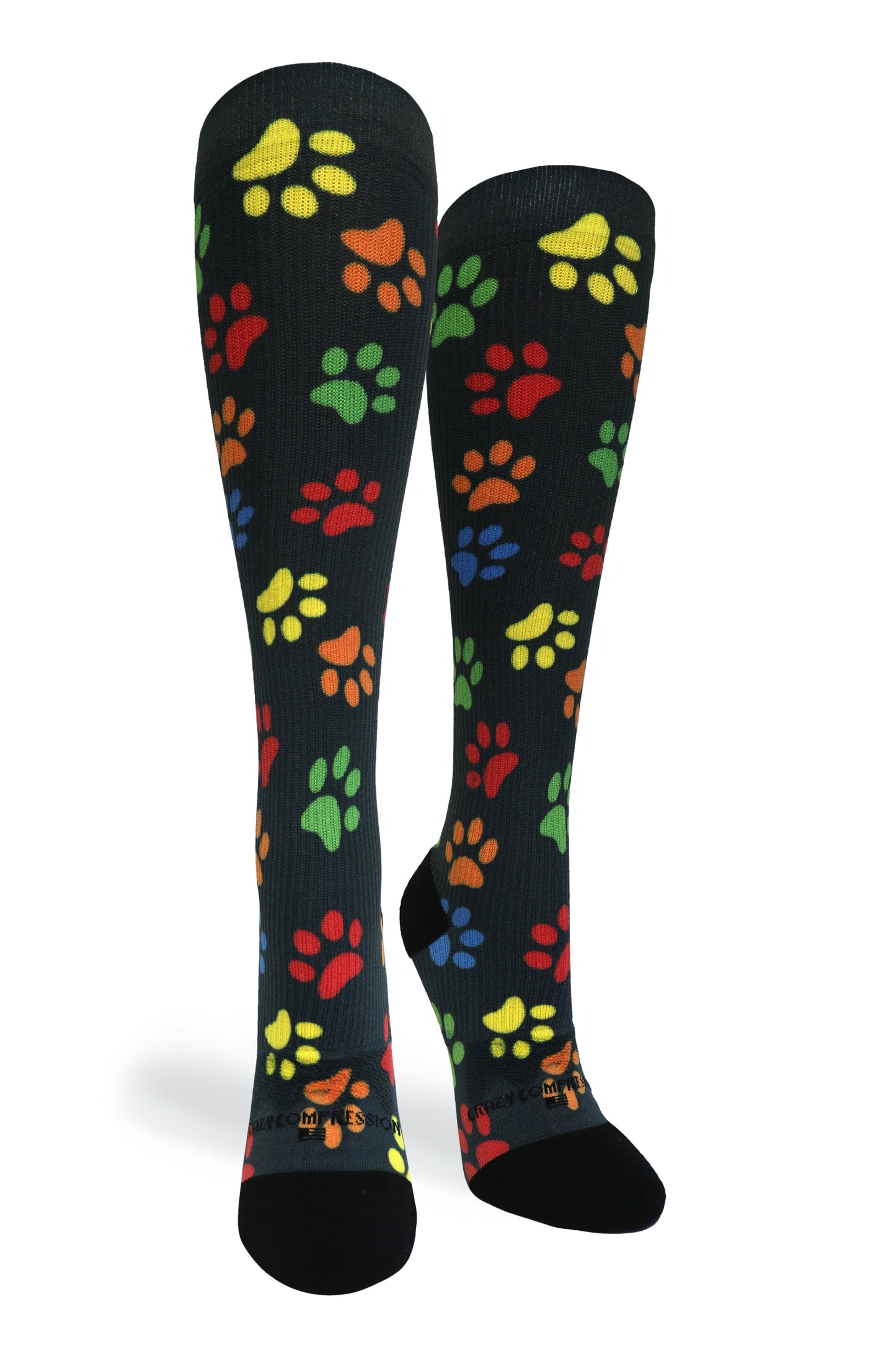 Crazy Compression Paw Prints Black - (Standard & Extra Wide)