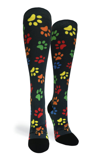 Crazy Compression Paw Prints Black - (Standard & Extra Wide)