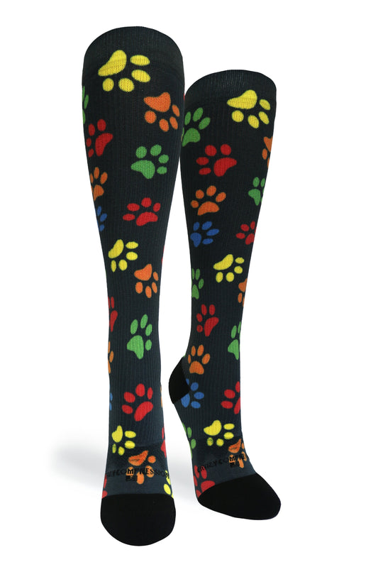 Crazy Compression Paw Prints Black - (Standard & Extra Wide)