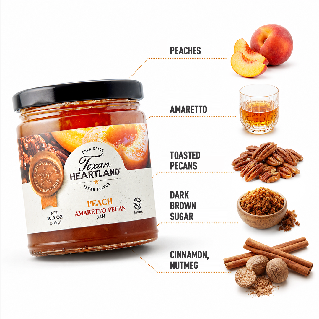 Texan Heartland Peach Amaretto Pecan Jam