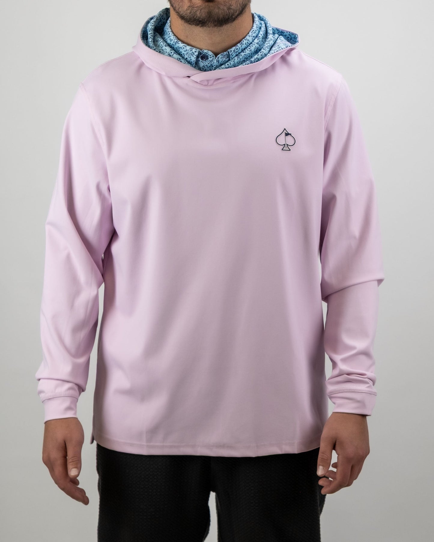 Pins and Aces Performance Golf Hoodie - Flower Doodle Blue