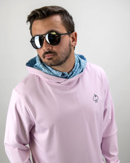 Pins and Aces Performance Golf Hoodie - Flower Doodle Blue