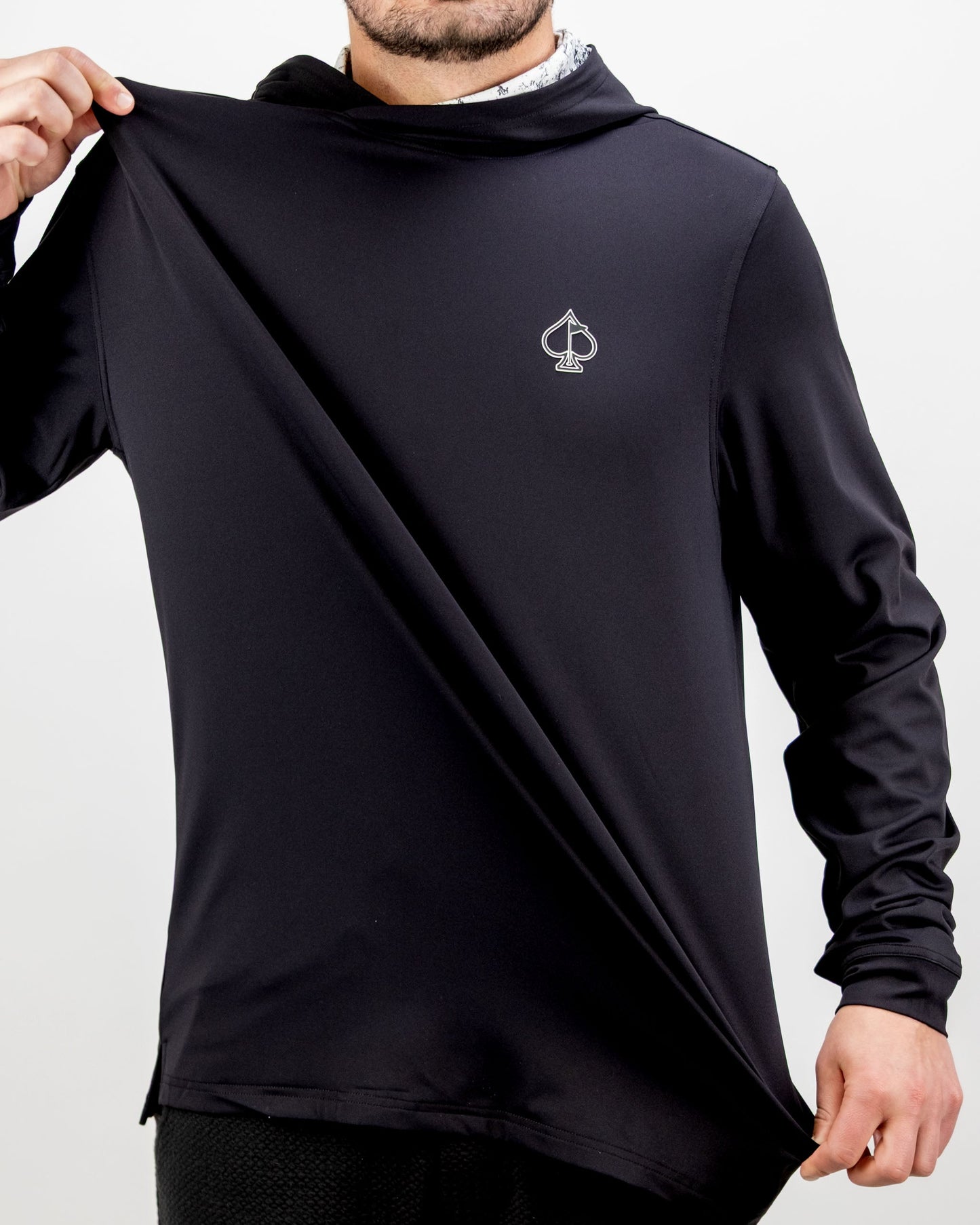Pins and Aces Performance Golf Hoodie - White Noise