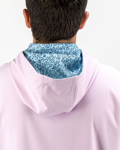 Pins and Aces Performance Golf Hoodie - Flower Doodle Blue