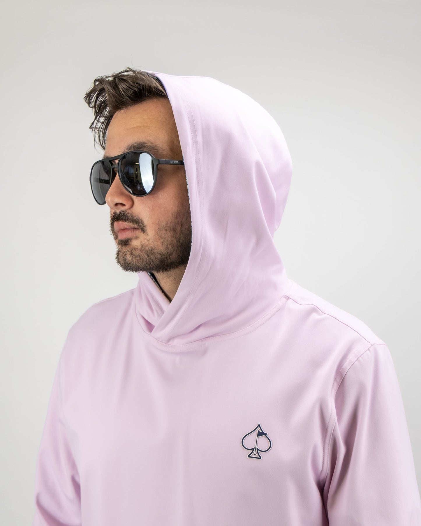 Pins and Aces Performance Golf Hoodie - Flower Doodle Blue