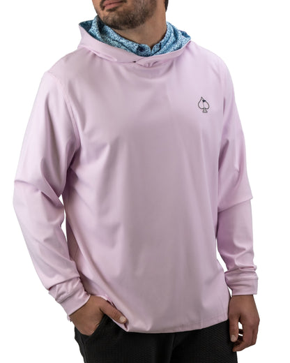 Pins and Aces Performance Golf Hoodie - Flower Doodle Blue
