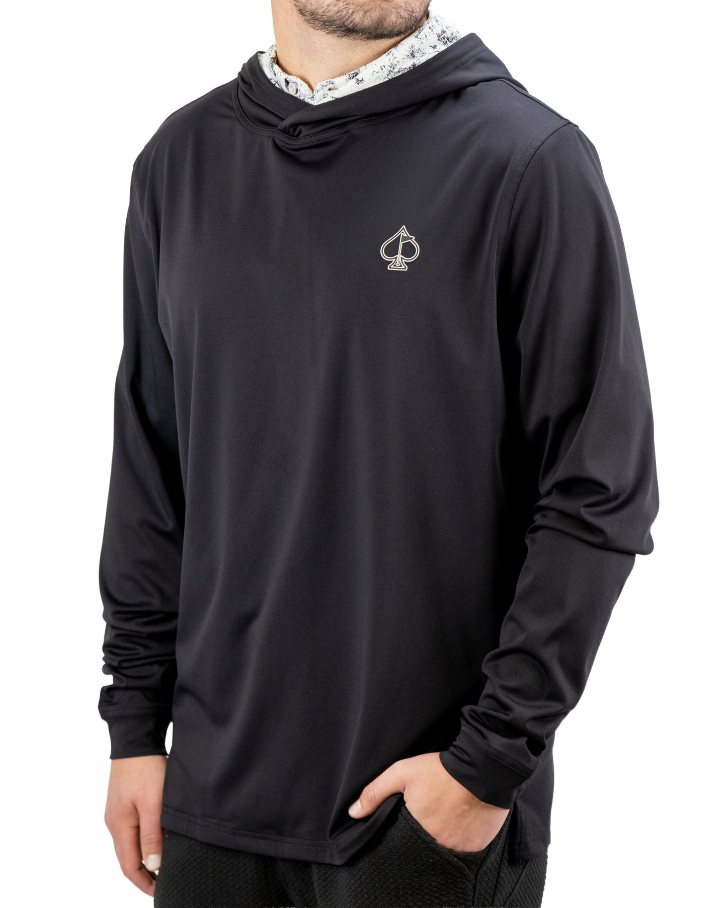 Pins and Aces Performance Golf Hoodie - White Noise