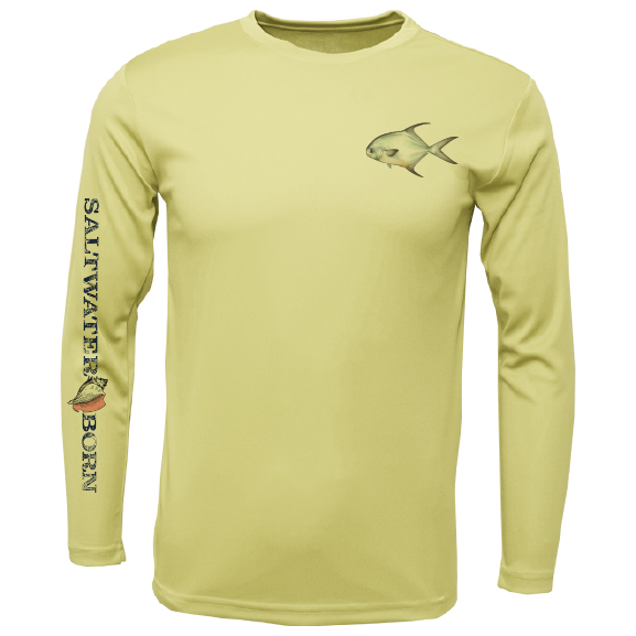 Saltwater Born Permit on Chest Long Sleeve UPF 50+ Dry-Fit Shirt