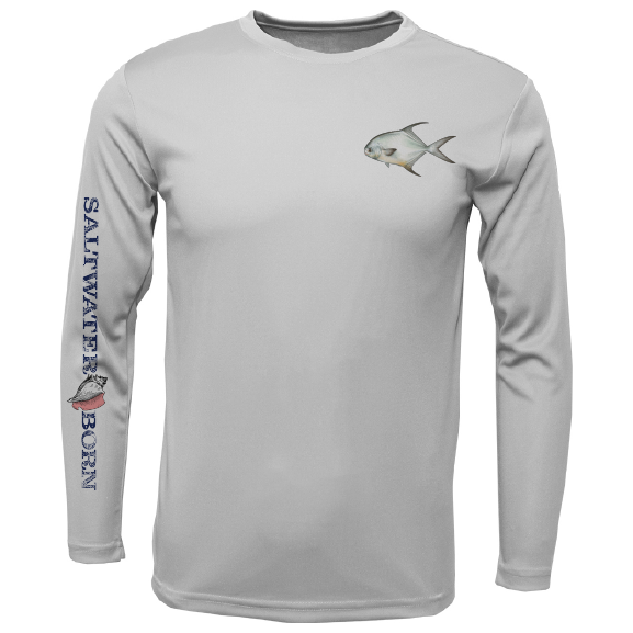 Saltwater Born Permit on Chest Long Sleeve UPF 50+ Dry-Fit Shirt