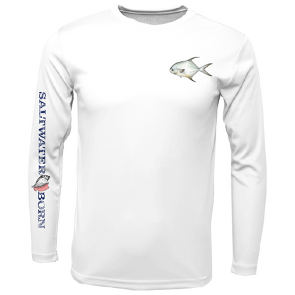 Saltwater Born Permit on Chest Long Sleeve UPF 50+ Dry-Fit Shirt