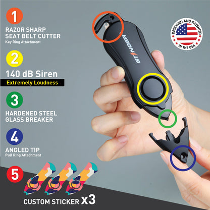 Stinger Survival Tools Personal Alarm Keychain Safety Emergency Tool (Colorful)