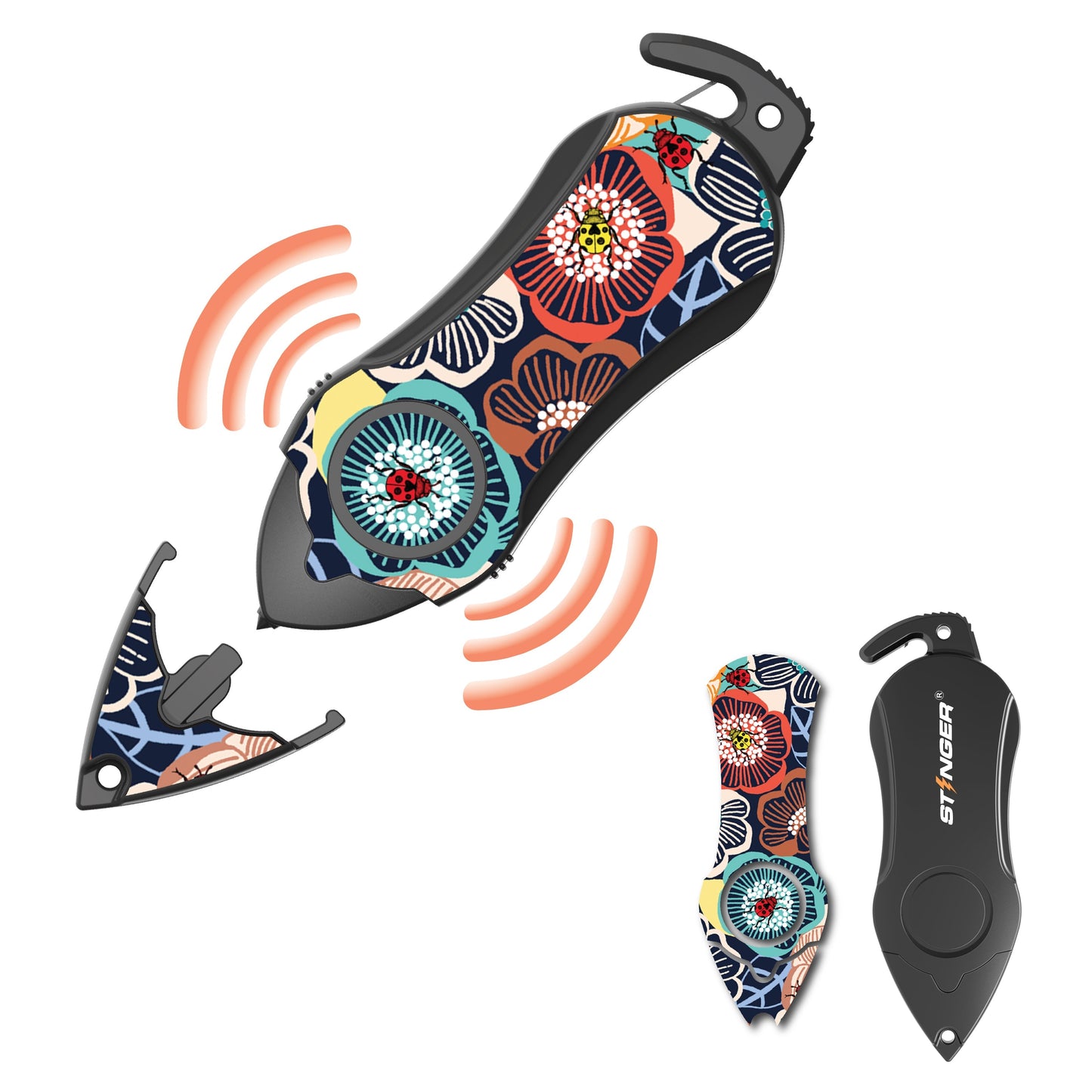Stinger Survival Tools Personal Alarm Keychain Safety Emergency Tool (Ladybug)