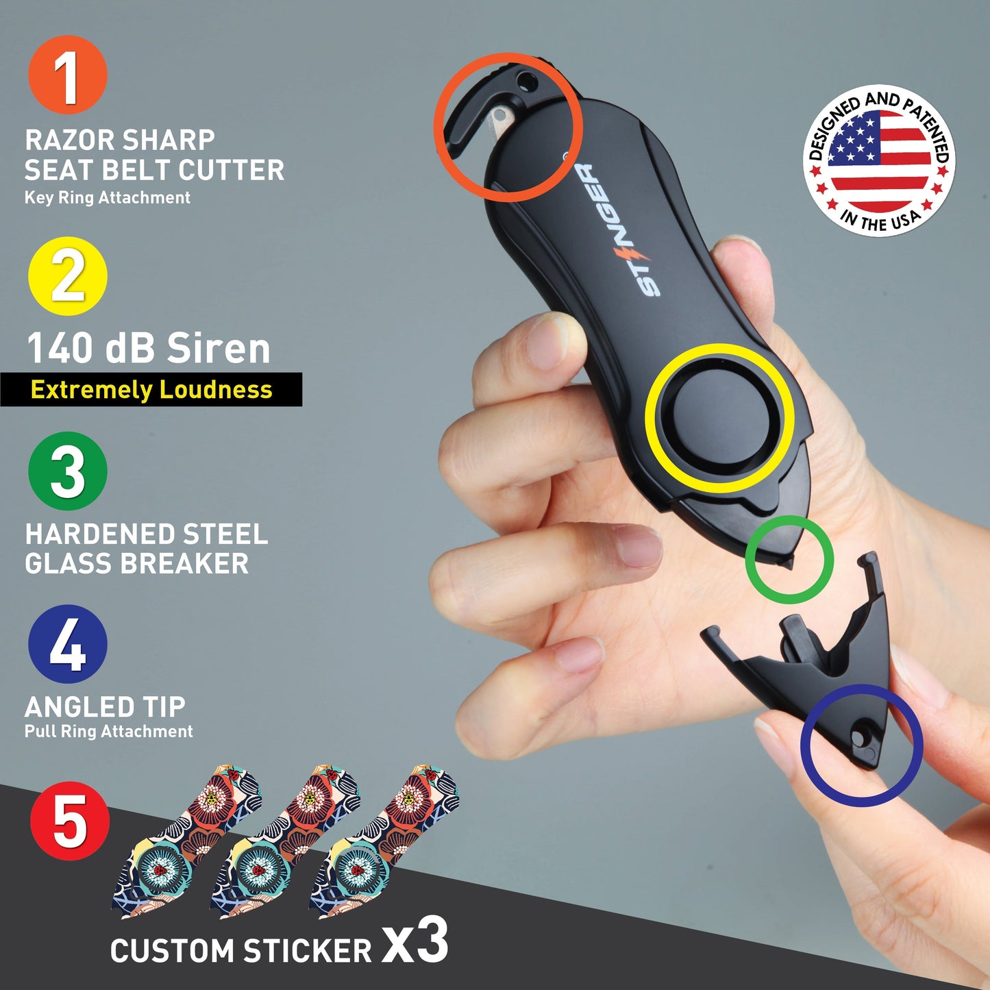 Stinger Survival Tools Personal Alarm Keychain Safety Emergency Tool (Ladybug)