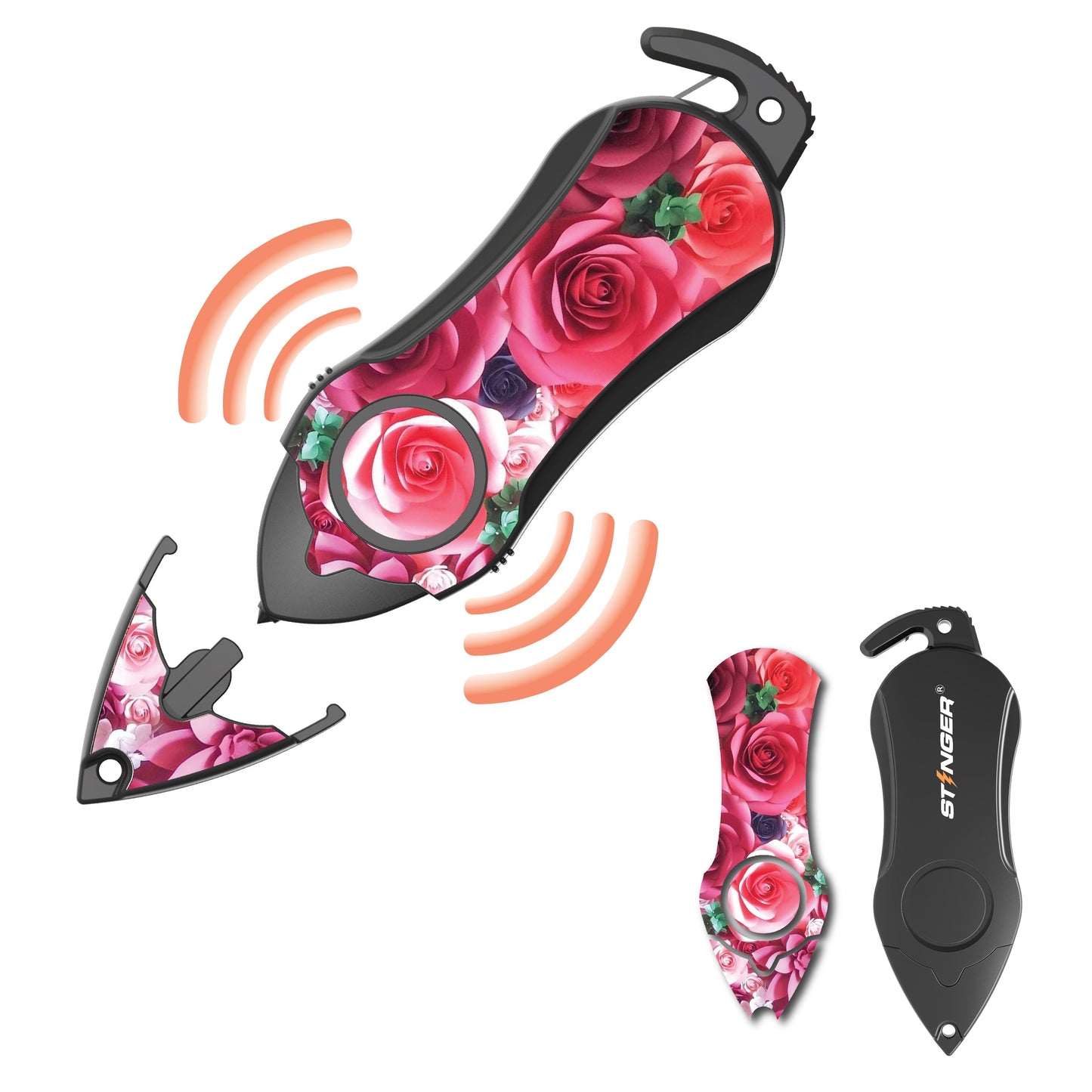Stinger Survival Tools Personal Alarm Keychain Safety Emergency Tool (Pink Rose)