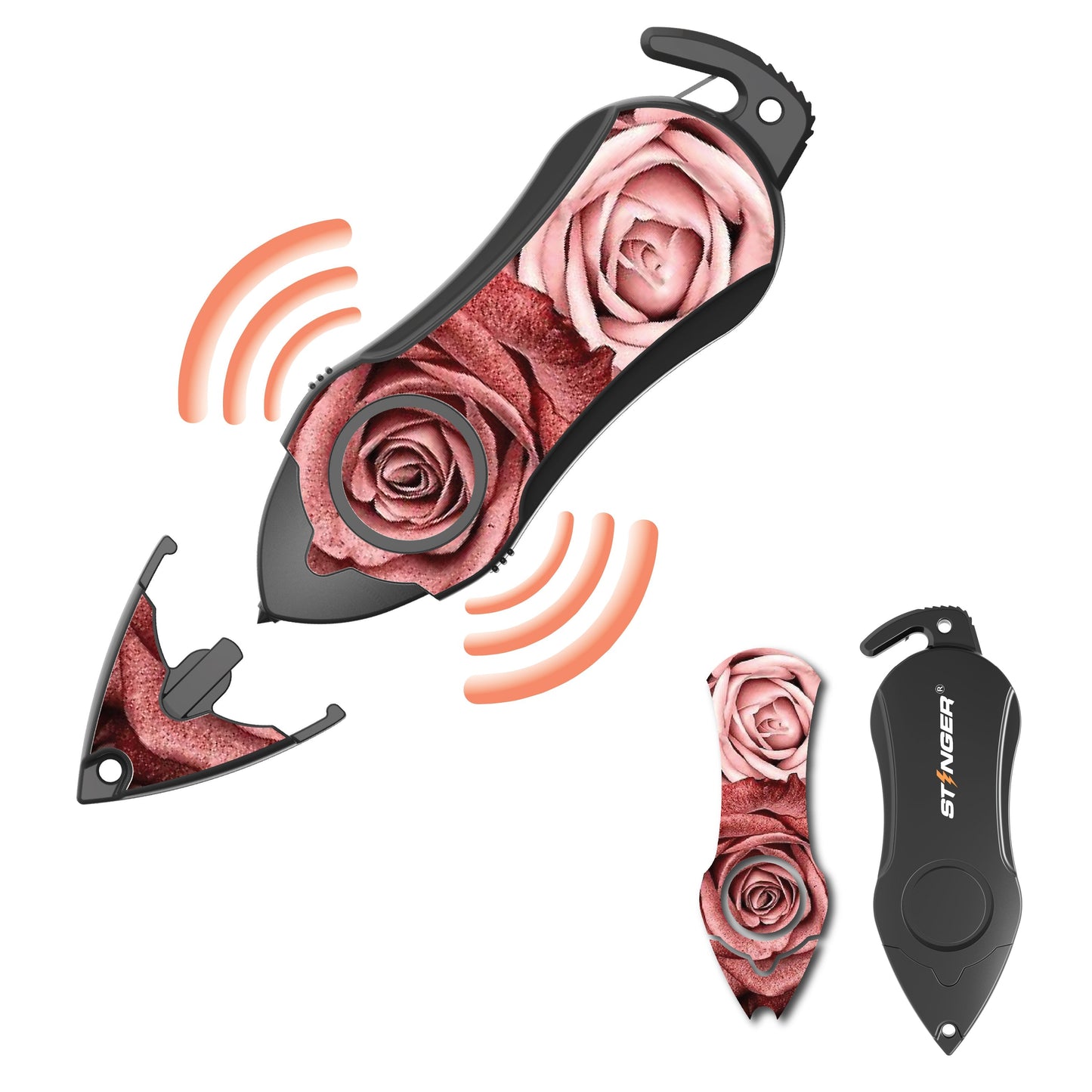 Stinger Survival Tools Personal Alarm Keychain Safety Emergency Tool  (Twin Rose)