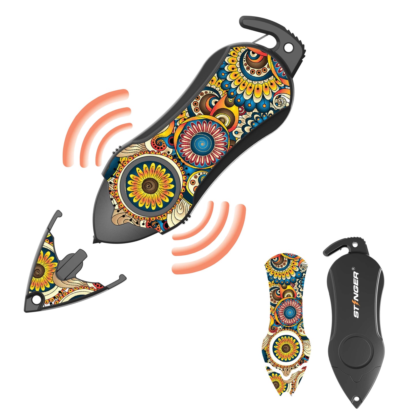 Stinger Survival Tools Personal Alarm Keychain Safety Emergency Tool (Mandala)