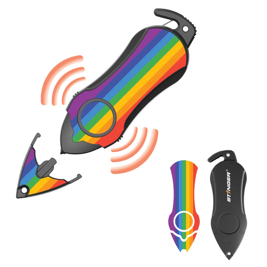 Stinger Survival Tools Personal Alarm Keychain Safety Emergency Tool (Rainbow)
